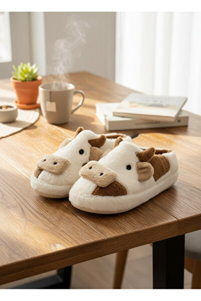 GASELL CORP Cow Plush Slippers Women's House Slippers - Soft Winter Slippers with Non-Slip Soles