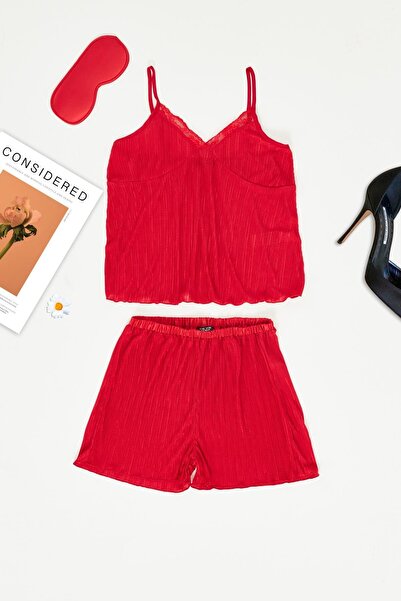 FOR YOU MODA 3-teiliges rotes Sportshorts-Set