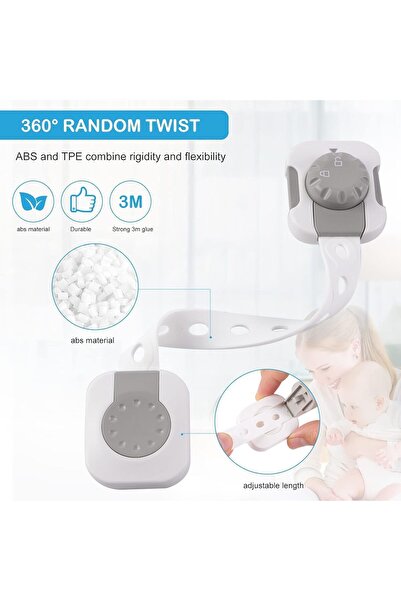 Generic SKY-TOUCH Child Safety Locks - Adjustable Double-Button Anti-Pinch (12-Pack)