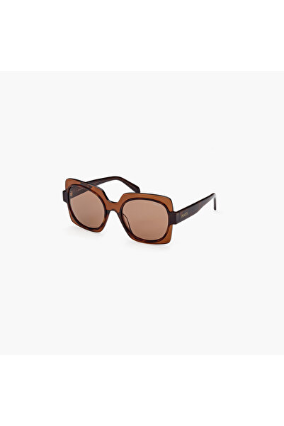 Pucci نظارات شمسية بيضاوية الشكل باللون البني مقاس 55 ملم EP019956E55 نظارات ...
