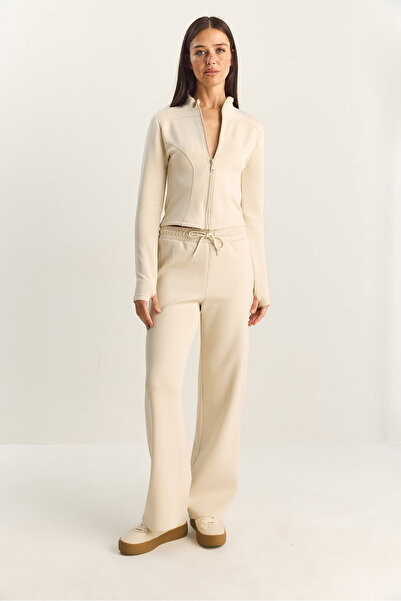 Bianco Lucci Women's Mock Neck Zippered Loose Pants Bottom-Top Set 04402 60283853