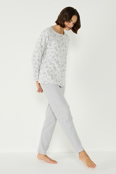 C&City Gemütlicher, langärmeliger Pyjama mit Taschen