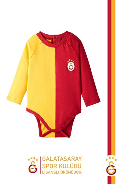 Galatasaray Original Licensed Long Sleeve Baby Bodysuit with Parts