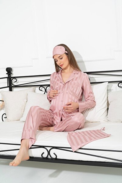 FOR YOU MODA 5-teiliges Jacquard-Rosen-Umstandspyjama-Set