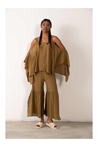 İpekçi Otantik Keten Karışımlı Kalın Askılı Salaş Bluz