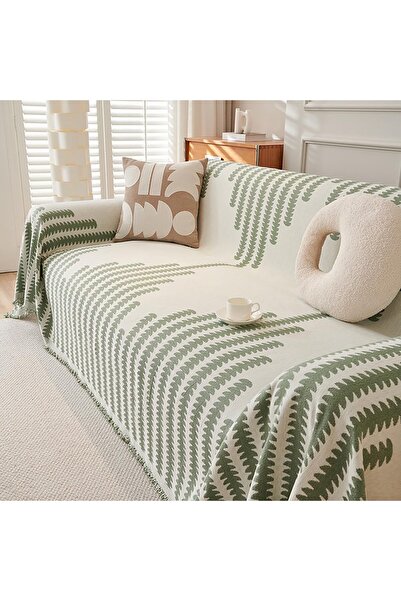 Saharaz غطاء أريكة مريح، بطانية قابلة للغسل بنمط شرابة من الشنيل، غطاء سرير للأرائك والديكورات الداخلية للمنزل