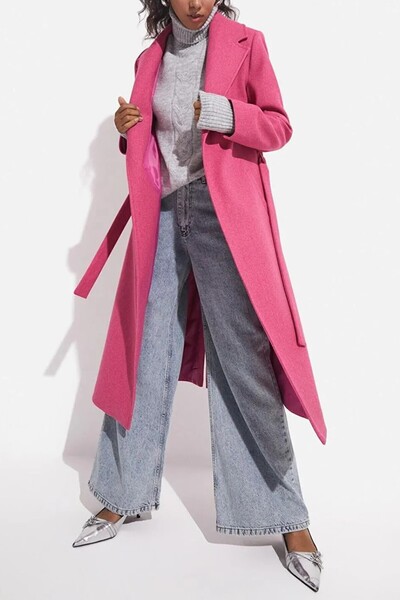 Suziş PALTOAN PREMIUM FEMININ CU BĂRĂ FUCHIA 9350