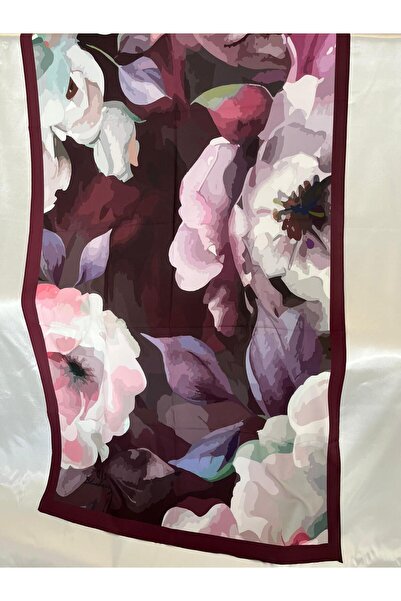 ALESYA SCARF Bursa Silk Floral Burgundy Shawl
