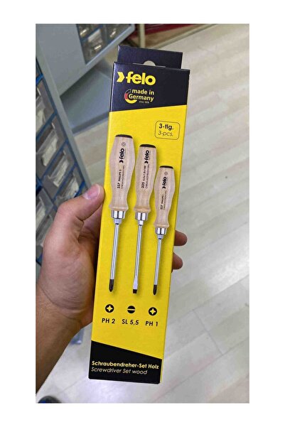 FELO Ağaç Saplı Tornavida Seti, 3'lü