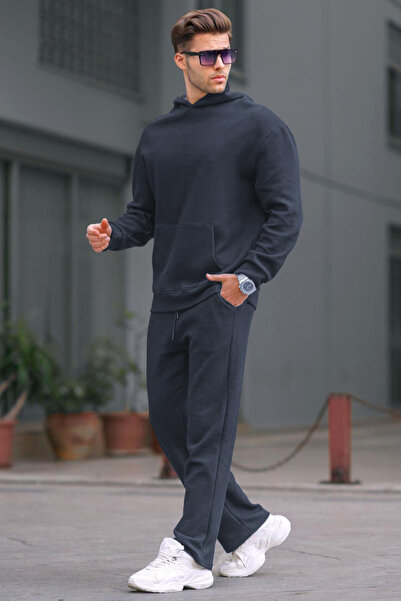 YAKAMEL Ανδρικό σετ φόρμας με κουκούλα, 3 κλωστών, φαρδιά μπατζάκια και ελαστ...