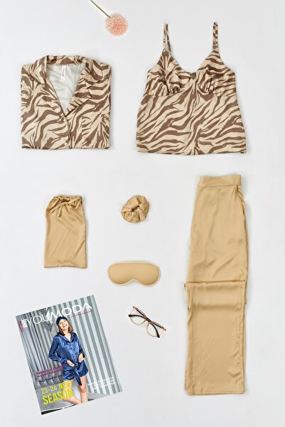 FOR YOU MODA 6-teiliges Zebra-Lounge-Pyjama-Set