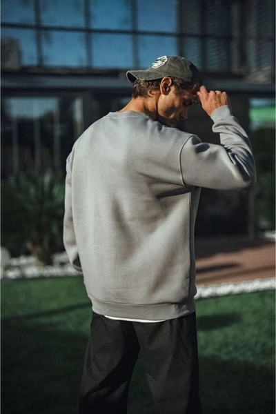 KentselBazaar Winter Crew Neck Three Thread Basic Sweatshirt - Dyed Gray