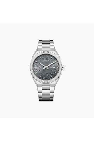 Omax ساعة رجالية من الفولاذ المقاوم للصدأ باللون الفضي