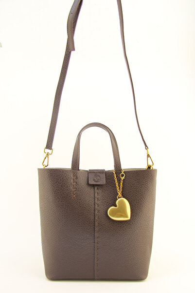HNB Women's Brown Medium Size Handbag with Heart Accessory