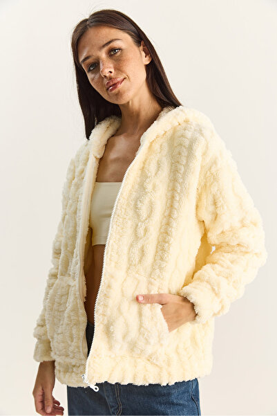 Bianco Lucci Γυναικείο παλτό με φερμουάρ με κουκούλα με λεπτομέρεια τσέπης με αυτοσχεδιασμό 4116 60283844