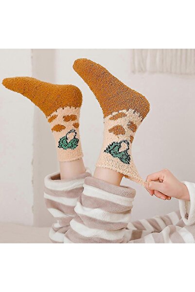 OEM Benobby kids 6 Pairs Women Winter Fuzzy Slipper Socks Cute Fruit Vegetable Warm Sleep Hosiery