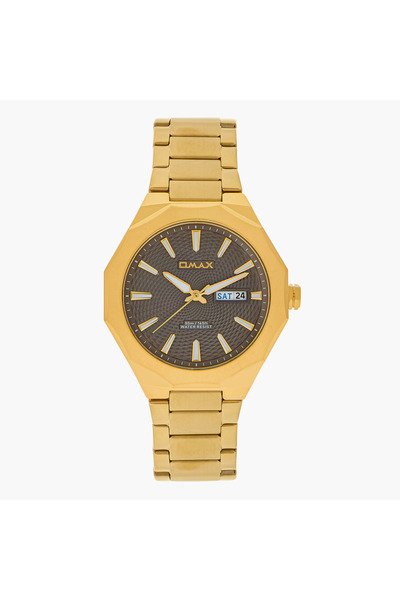 Omax Men's Gold and Silver Analog Wrist Watch 00BFD001N00D