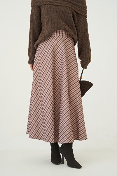 Haticepalas Plaid Flared Skirt