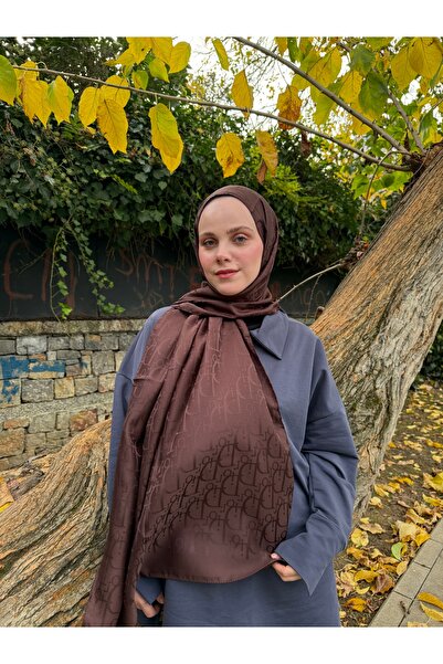 CUOCA LOUNGE DR Desenli Kahverengi Pamuk İpek Şal