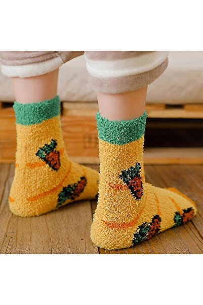 OEM Benobby kids 6 Pairs Women Winter Fuzzy Slipper Socks Cute Fruit Vegetable Warm Sleep Hosiery