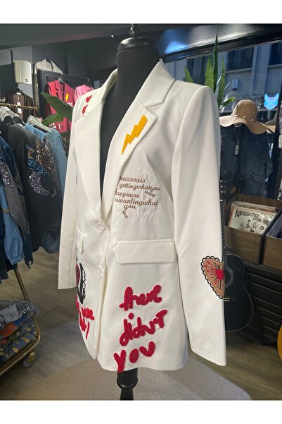 Forever Women's Embroidered Long Sleeve Special Design Blazer Jacket