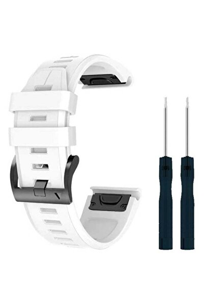 Generic Silicone Watch Strap 22mm Compatible with Garmin Fenix, Forerunner, Approach (White)