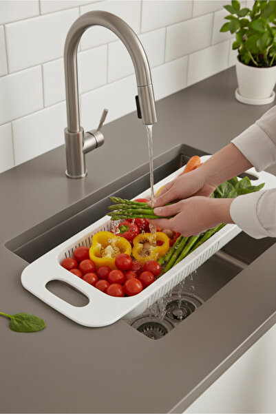 Orvila Sliding Expandable Strainer Adjustable Fruit Vegetable Washing Basket