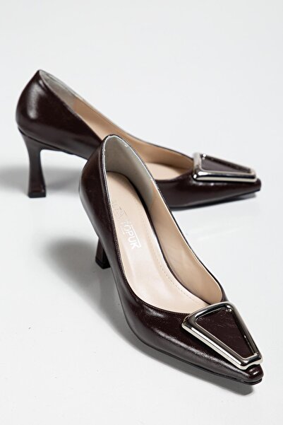 ALTIN TOPUK Brown Women's Buckle Detailed Heeled Shoes Stiletto
