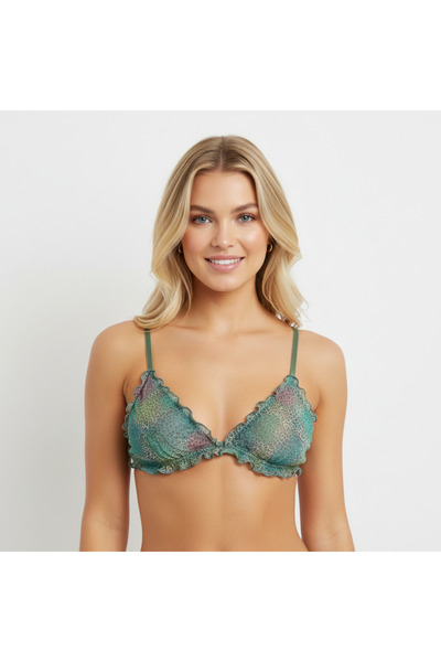 BONBON Kadın Transparan Tül Fırfırlı Balensiz Desteksiz Sütyen BB2083