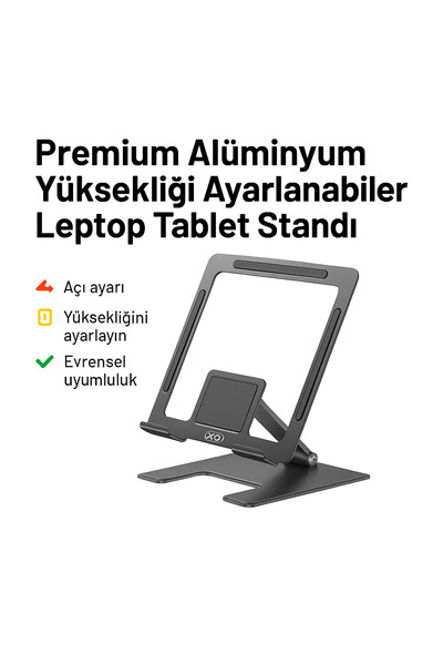 qasul Katlanabilir Metal Tablet Leptop Tutucu İskelet Tasarım Katlanabilir, Kaymaz, Metal Gövde