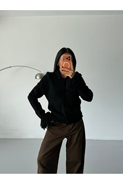 Lamierra Soft Women's Cardigan with Tassels on the Sleeves