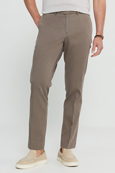 ALTINYILDIZ CLASSICS Ανδρικό παντελόνι από βαμβάκι βιζόν εφαρμοστό με λεπτή ε...
