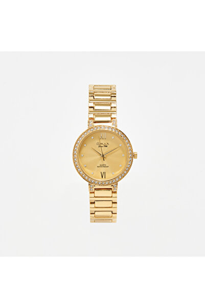 Omax Women's Gold Stainless Steel Strap Analog Wristwatch - 00JDP030Q001 | 36 MM