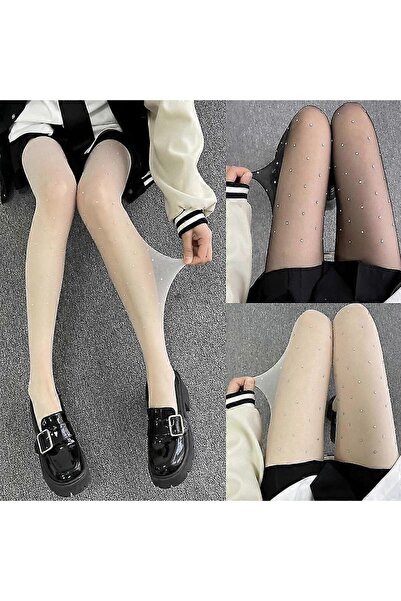 OEM Benobby kids Women Sexy Silky Sheer Pantyhose Vintage Sparkly Rhinestone Nightclub Tights Black