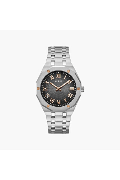 Guess ساعة رجالية فضية تناظرية بسوار من الفولاذ المقاوم للصدأ | GW0575G1