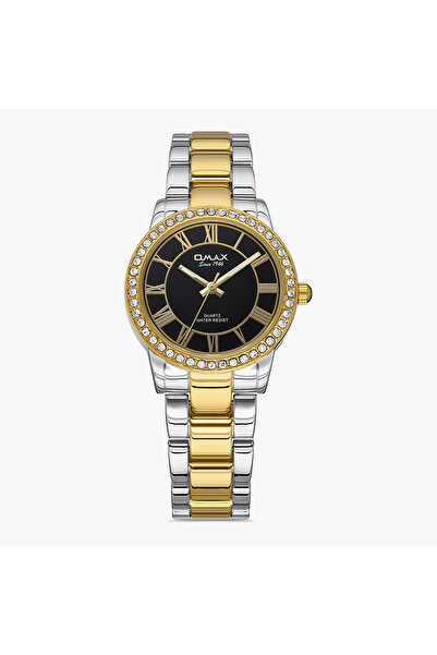 Omax Women Silver & Gold Strap Analog Watch - 00JED022N002 | 34 MM