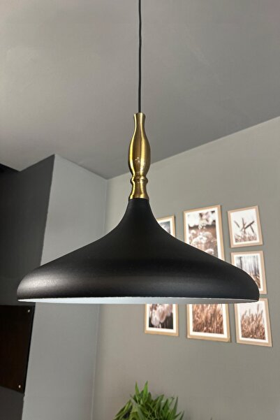 Bamyum Champion Siyah İç Beyaz Eskitme Simya Başlık Tekli Avize Sarkıt Salon ...