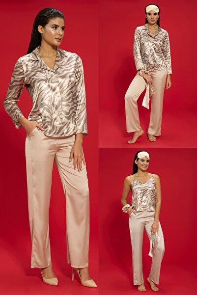 FOR YOU MODA 6-teiliges Zebra-Lounge-Pyjama-Set
