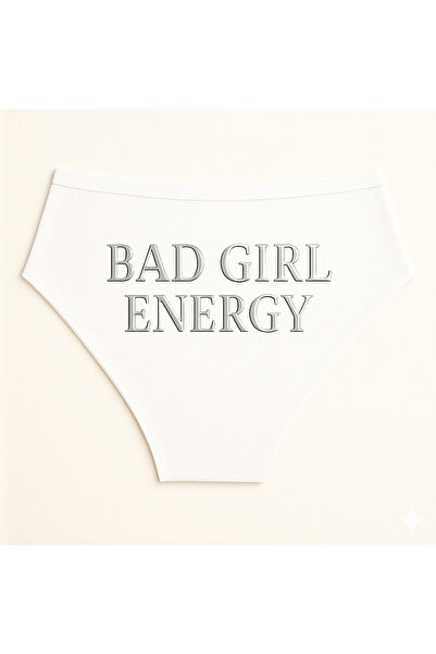 TWINTICKS White Women's Slip Panties, Metallic Lettering Printed , Fun Underwear