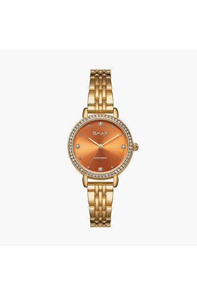 Omax ساعة نسائية تناظرية ذهبية بسوار معدني مقاس 31 مم | UT-CS002GF1S