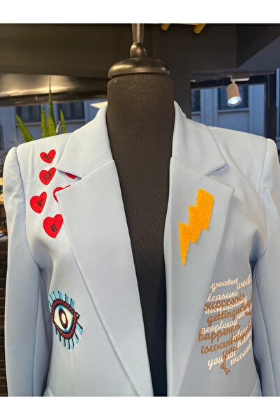 Forever Women's Embroidered Long Sleeve Special Design Blazer Jacket