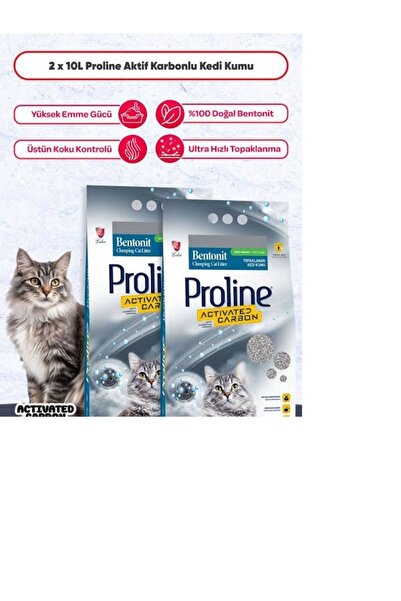 Proline Aktif Karbonlu Kedi Kumu 10 Lt X 2 Adet