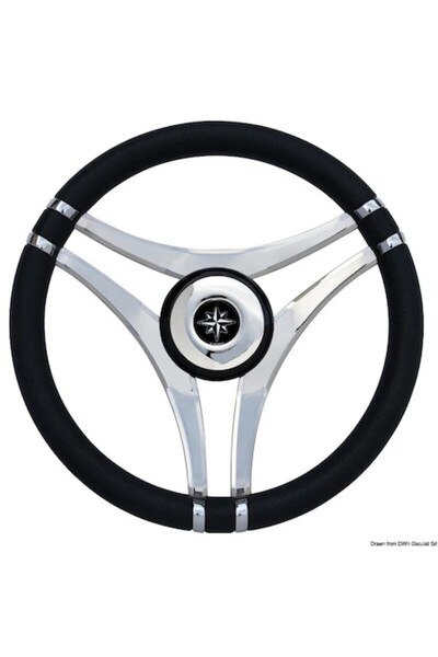 OSCULATI Impact stainless steel steering wheel, black/white spokes, 350 mm, s...