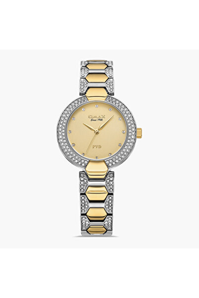 Omax Women Silver & Gold Strap Analog Watch - 00JSS004N001