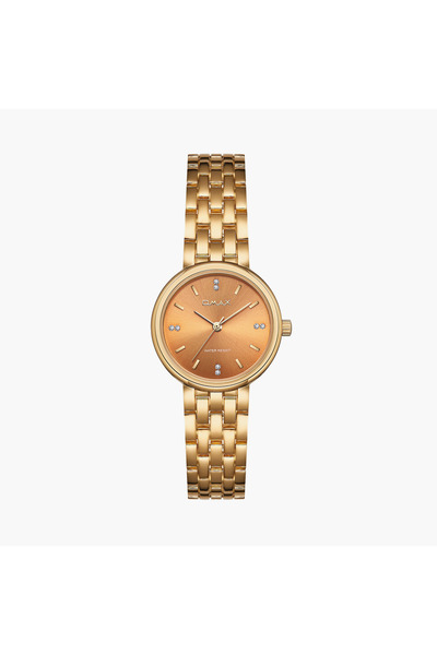 Omax ساعة نسائية تناظرية ذهبية بسوار معدني مقاس 28 مم | UT-DS006GF1I