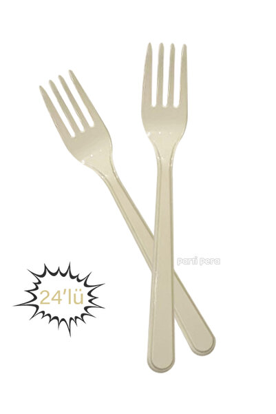 parti pera Plastik Krem Çatal 24'lü Paket