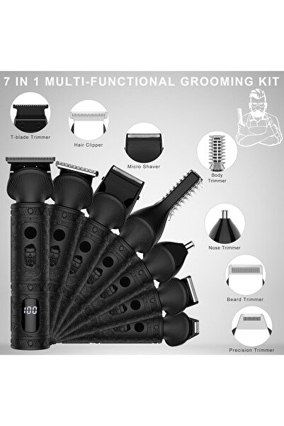 Scttomon 7-in-1 Cordless Beard & Hair Trimmer Kit (Black)