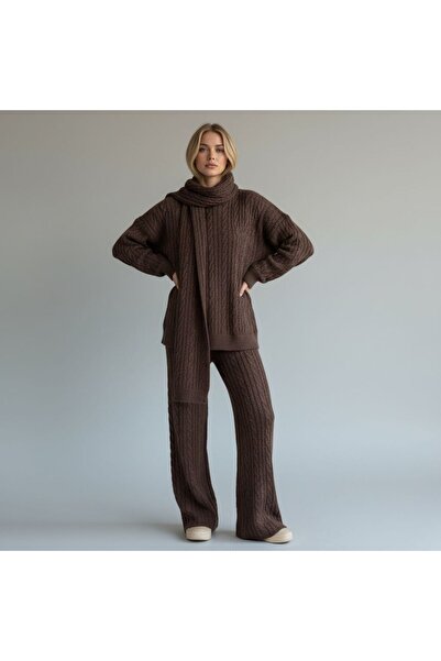 OwenLife Owen Life Knitted Fabric Standard Size 3-Piece Set Sweater Pants Scarf Fits Sizes 38 40 42 44 46 48