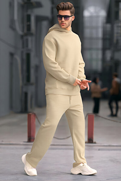 YAKAMEL Ανδρικό σετ φόρμας με κουκούλα, 3 κλωστών, φαρδιά μπατζάκια και ελαστ...