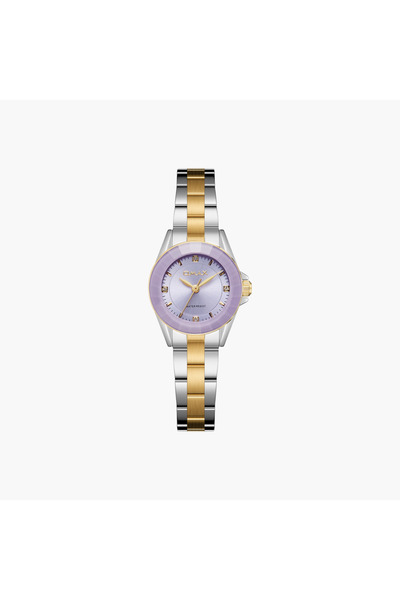 Omax ساعة نسائية معدنية ثنائية اللون